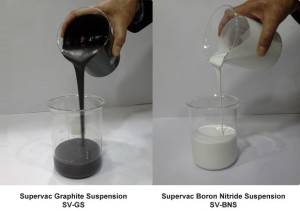 Graphite suspension vs. boron nitride suspension